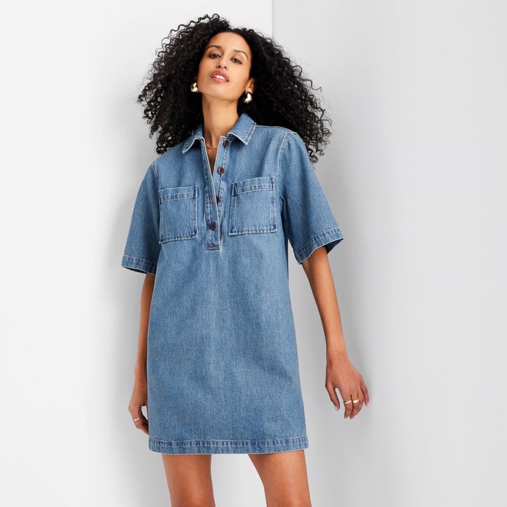 Future Collective Denim Mini Shirtdress